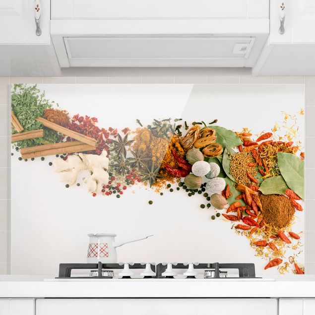 Glass splashback kitchen spices and herbs Spices And Dried Herbs