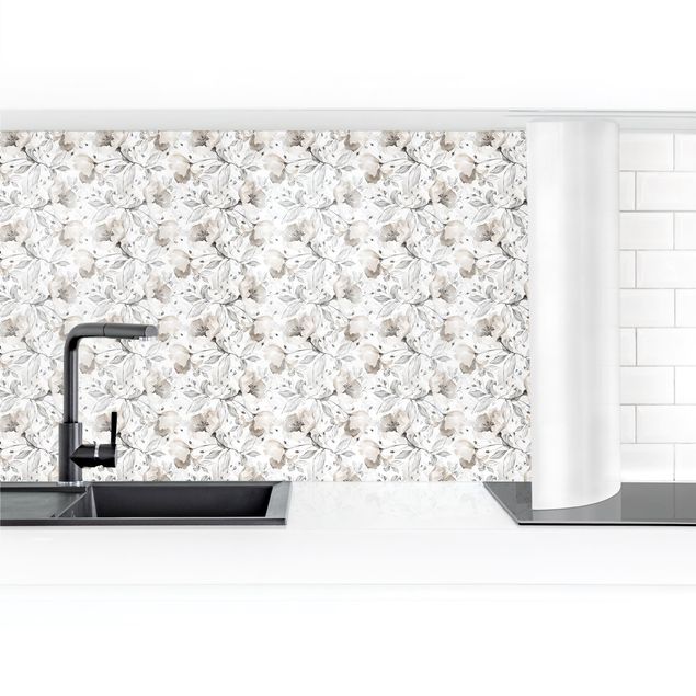 Kitchen wall cladding - Elegant Flower Pattern
