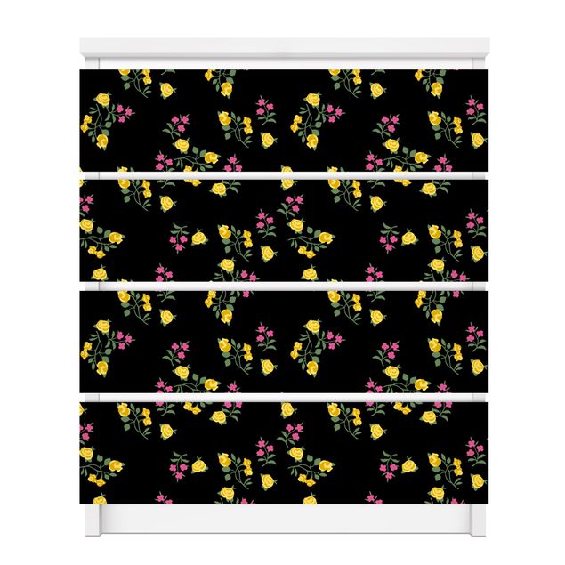 Adhesive film for furniture IKEA - Malm chest of 4x drawers - Mille Fleurs Pattern