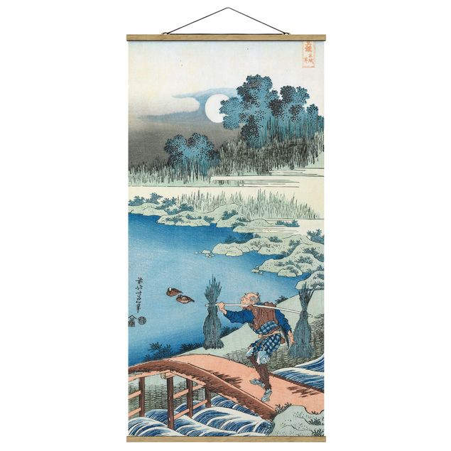Fabric print with poster hangers - Katsushika Hokusai - Rice Carriers (Tokusagari)