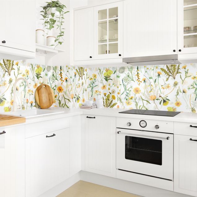 Kitchen wall cladding - Yellow Wild Flowers