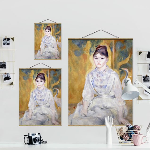 Fabric print with poster hangers - Auguste Renoir - Young girl with a swan