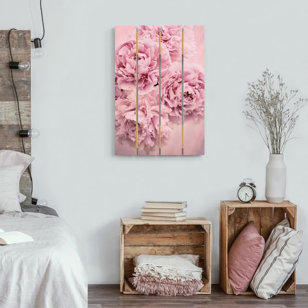 Print on wood - Pink Peonies
