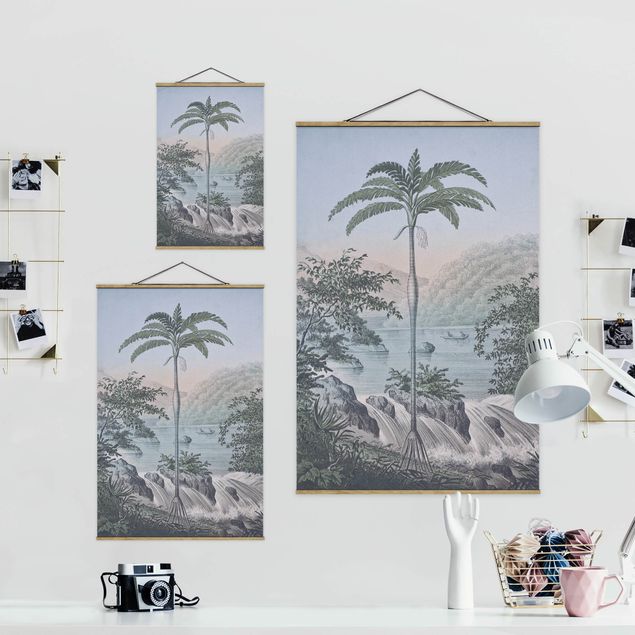 Fabric print with poster hangers - Vintage Illustration - Landscape With Palm Tree