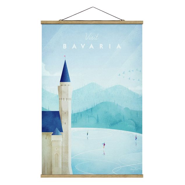 Fabric print with poster hangers - Travel Poster - Bavaria