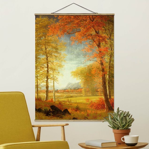 Fabric print with poster hangers - Albert Bierstadt - Autumn In Oneida County, New York