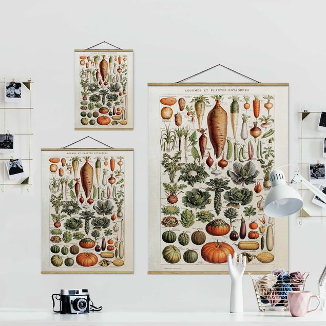Fabric print with poster hangers - Vintage Board Vegetables