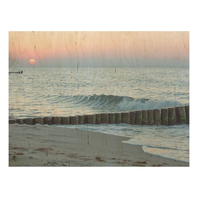 Print on wood - Sunset At The Beach