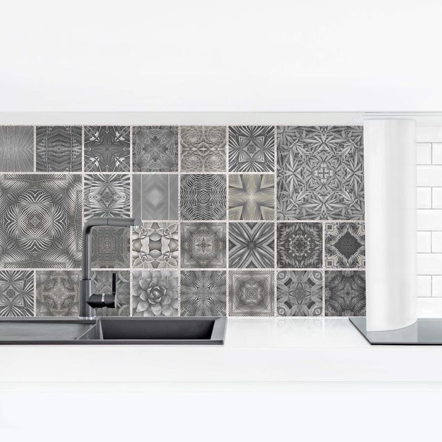 Kitchen wall cladding - Grey Jungle Tiles With Silver Shimmer
