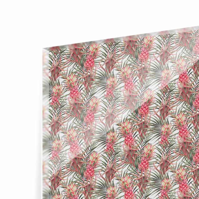 Splashback - Red Pineapple With Palm Leaves Tropical - Landscape format 3:2