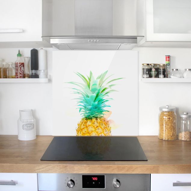 Glass splashback fruits and vegetables Pineapple Watercolor