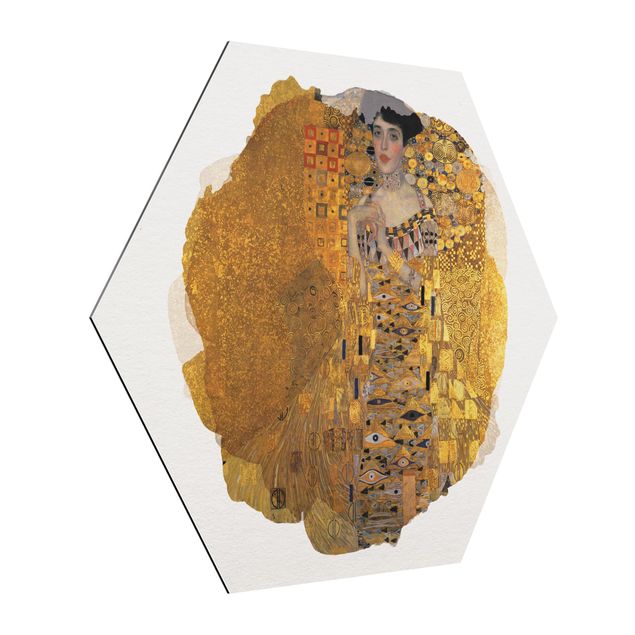 Alu-Dibond hexagon - WaterColours - Gustav Klimt - Portrait Of Adele Bloch-Bauer I
