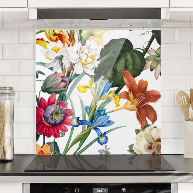 Patterned glass splashbacks Colourful Magnificent Flowers