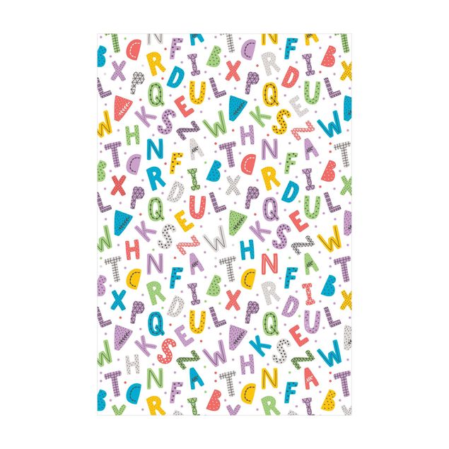 large floor mat Alphabet With Hearts And Dots In Colourful