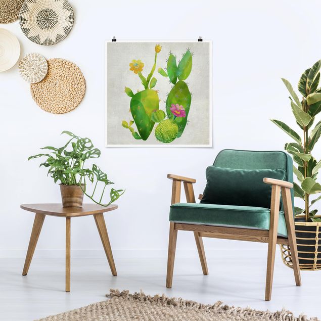 Poster - Cactus Family In Pink And Yellow