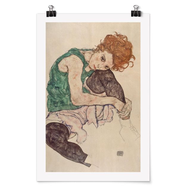 Poster art print - Egon Schiele - Sitting Woman With A Knee Up