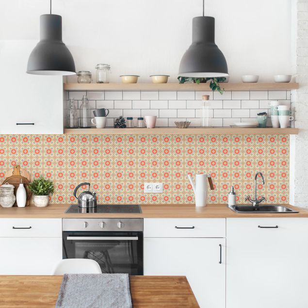 Kitchen splashback tiles Oriental Patterns With Colourful Tiles