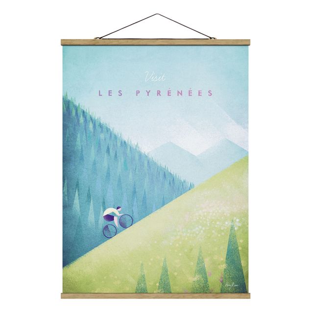 Fabric print with poster hangers - Travel Poster - The Pyrenees
