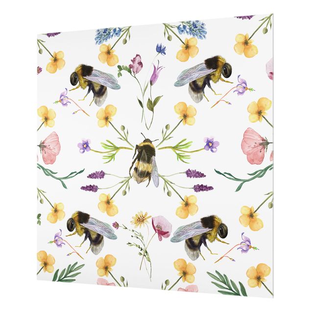 Splashback - Bees With Flowers - Square 1:1