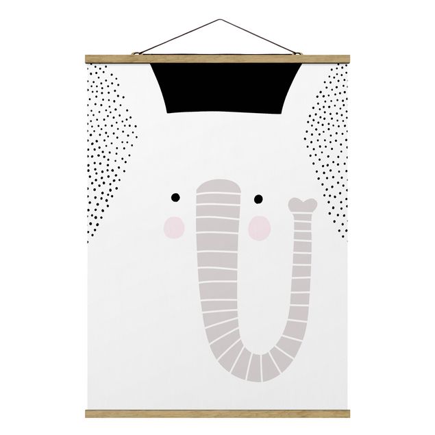 Fabric print with poster hangers - Zoo With Patterns - Elephant