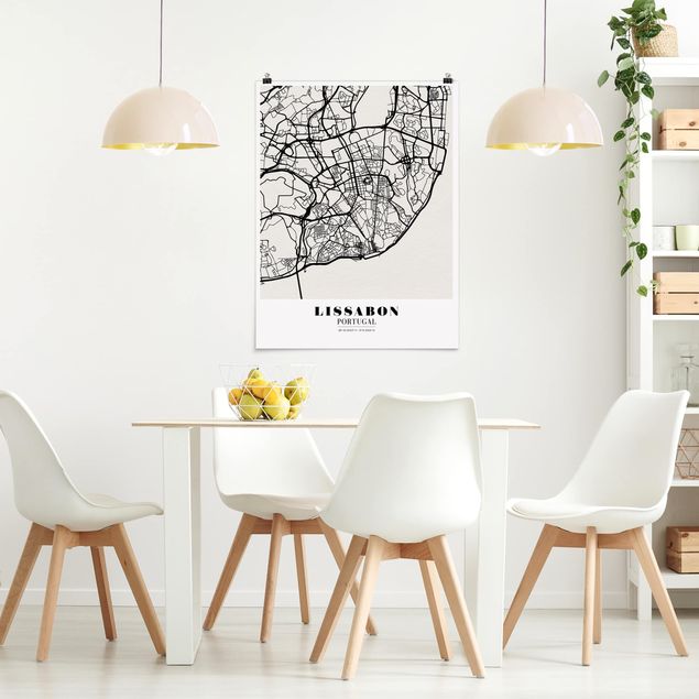 Poster city, country & world maps - Lisbon City Map - Classic
