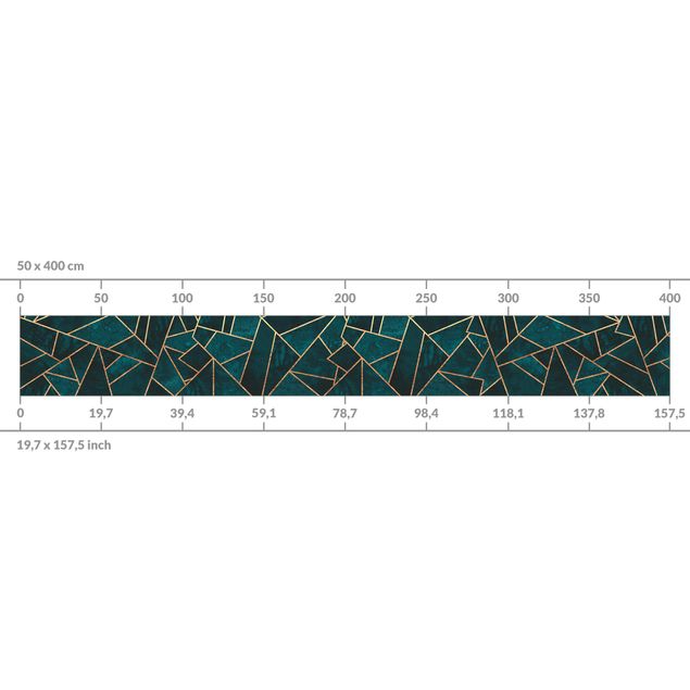 Kitchen wall cladding - Dark Turquoise With Gold II