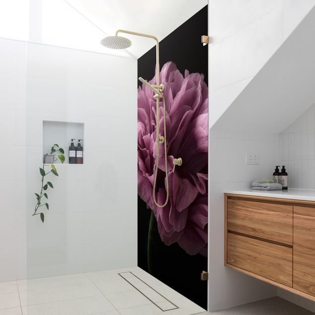Shower wall cladding - Proud Peony In Front Of Black