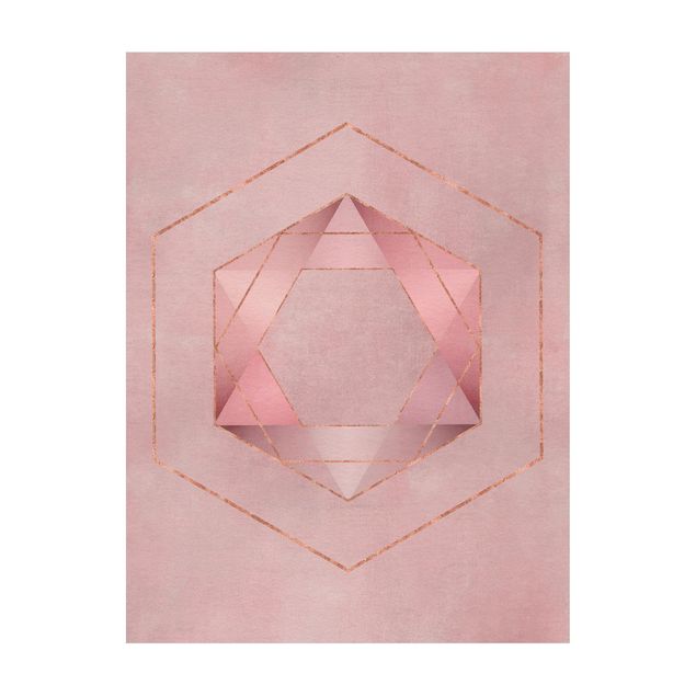 modern abstract rug Geometry In Pink And Gold I
