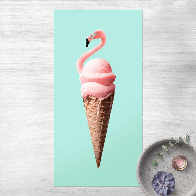 balcony mat Ice Cream Cone With Flamingo
