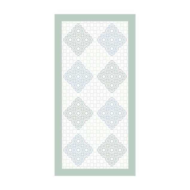 Modern rugs Islamic Tile Pattern Sea Breeze With Frame