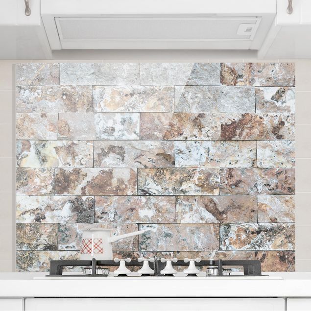 Patterned glass splashbacks Natural Marble Stone Wall