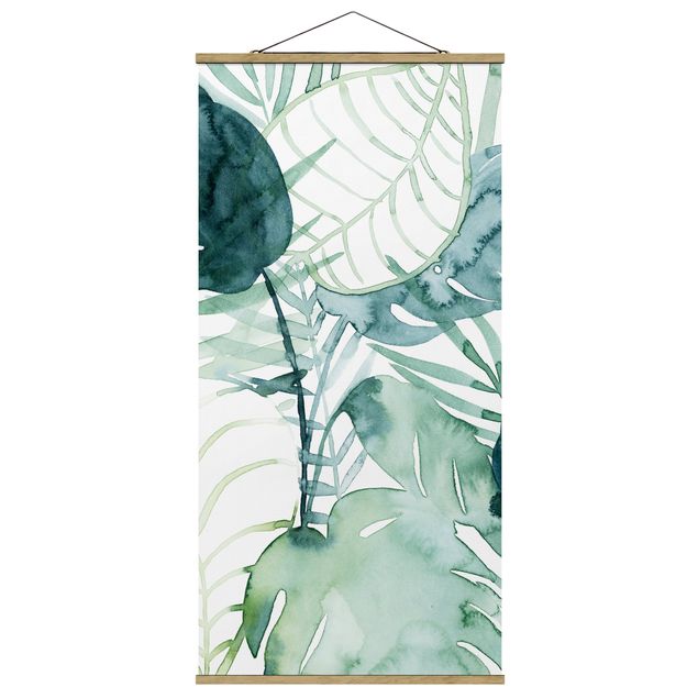 Fabric print with poster hangers - Palm Fronds In Water Color II