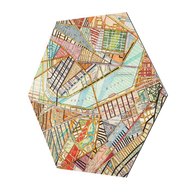 Alu-Dibond hexagon - Modern Map Of Boston