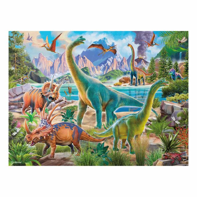 Alu dibond Brachiosaurus And Tricaterops