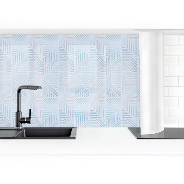 Kitchen wall cladding - Line Pattern Colour Gradient In Blue II