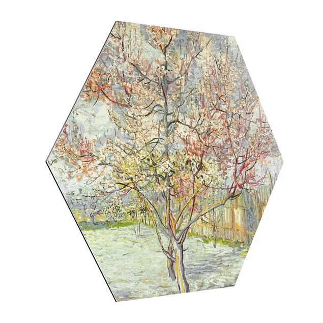 Alu-Dibond hexagon - Vincent van Gogh - Flowering Peach Trees