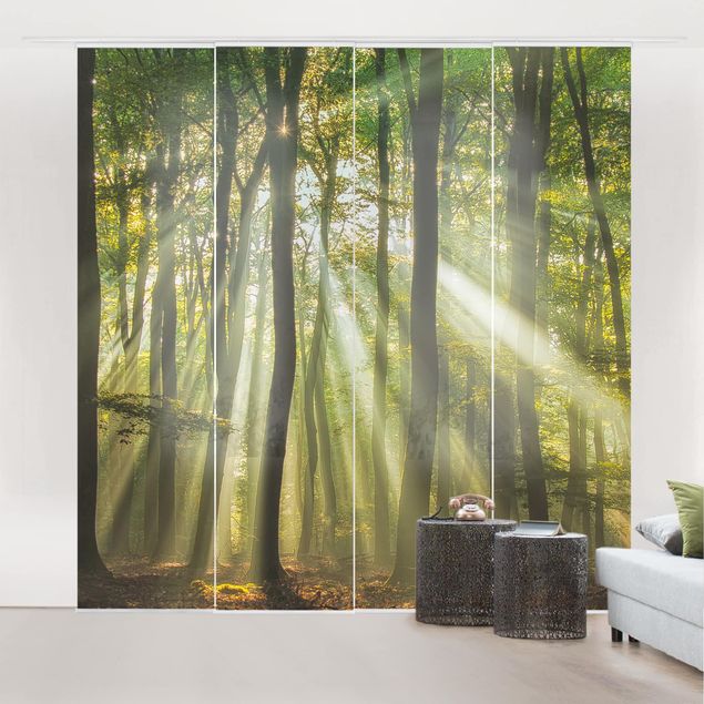 Sliding panel curtains set - Sunny Day In The Forest