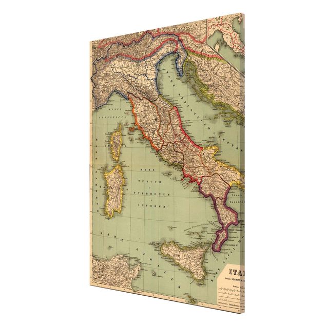 Magnetic memo board - Vintage Map Italy