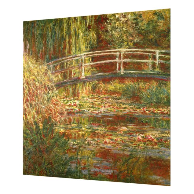 Glass Splashback - Claude Monet - Waterlily Pond And Japanese Bridge (Harmony In Pink) - Square 1:1