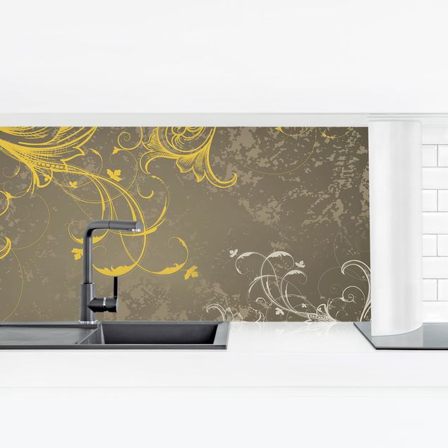 Kitchen wall cladding - Flourishes In Gold And Silver