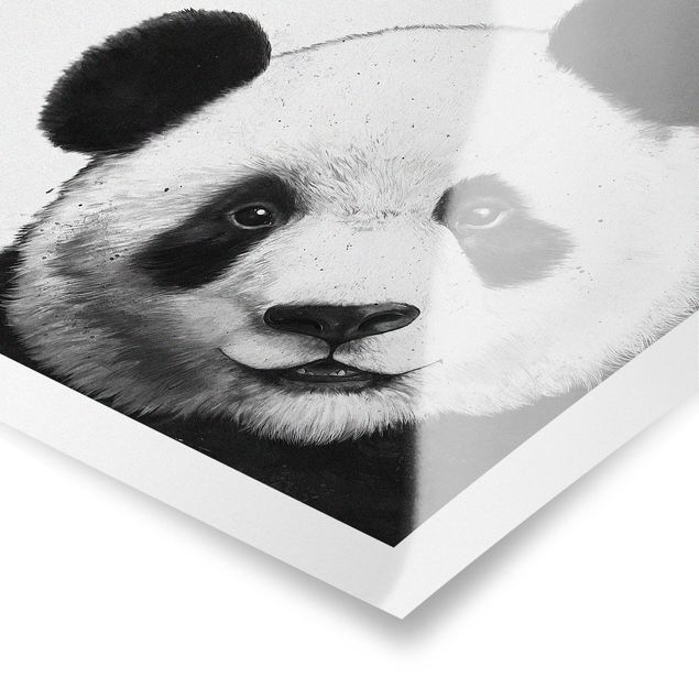 Poster - Illustration Panda Black And White Drawing