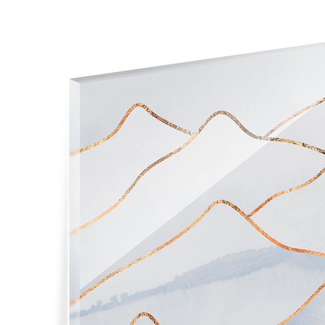 Splashback - Watercolour Mountains White Gold