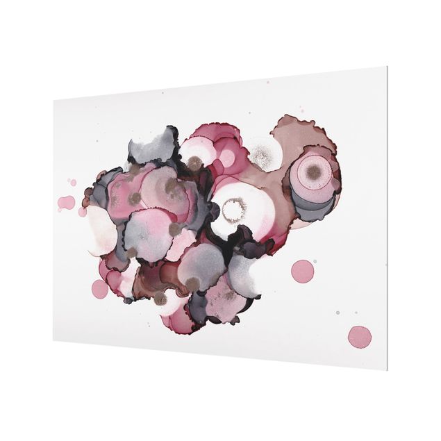 Splashback - Pink Beige Drops With Pink Gold - Landscape format 4:3