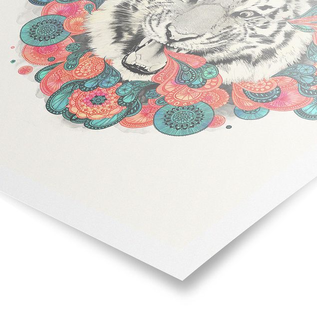 Poster - Illustration Tiger Drawing Mandala Paisley