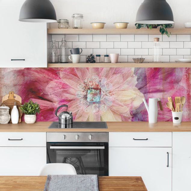 Kitchen splashback abstract Grunge Flower