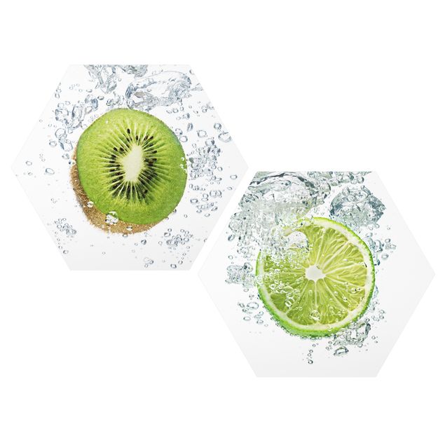 Alu-Dibond hexagon - Kiwi And Lime Bubbles