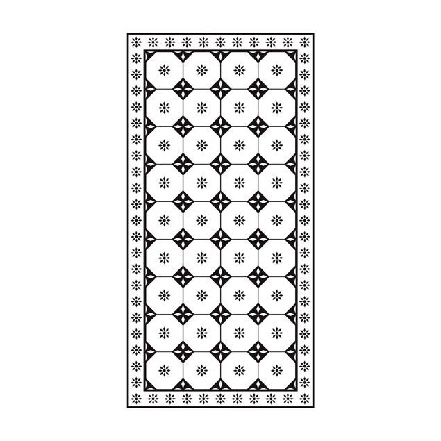 Modern rugs Geometrical Tiles Cottage Black And White With Border