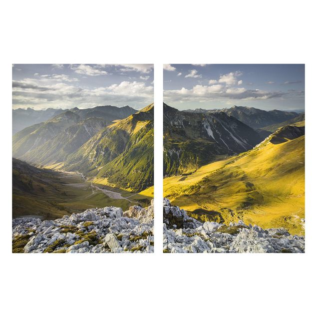 Print on canvas 2 parts - Mountains And Valley Of The Lechtal Alps In Tirol