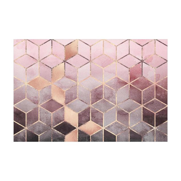 Abstract rugs Pink Gray Golden Geometry