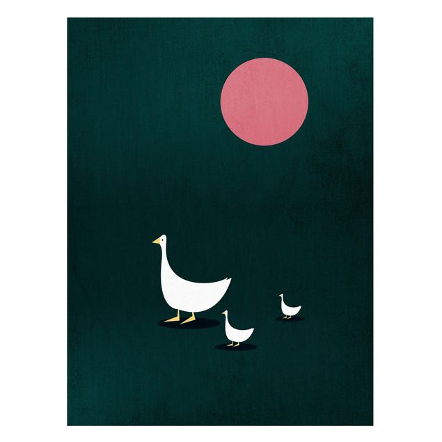 Magnetic memo board - Goose Family On A Trip